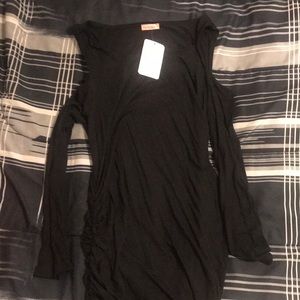 Black Cold Shoulder Fitted Dress